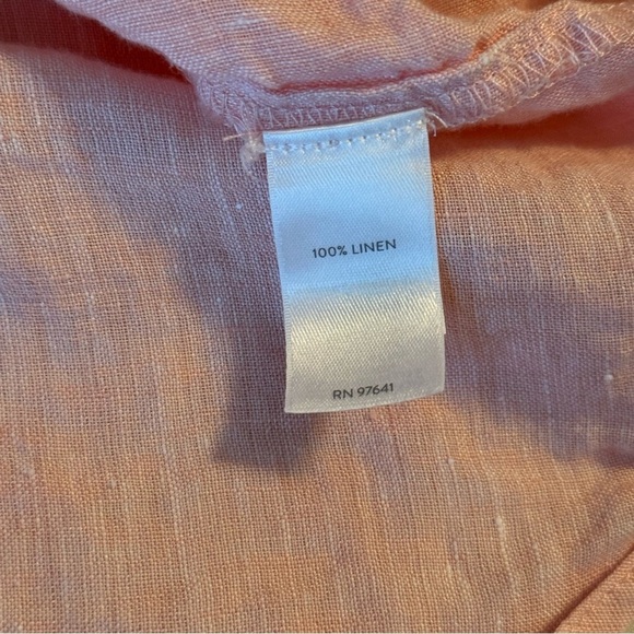 J Jill Love Linen Womens Size M Soft Pink Long Sleeve Button Up Tunic Blouse Top - Picture 6 of 9